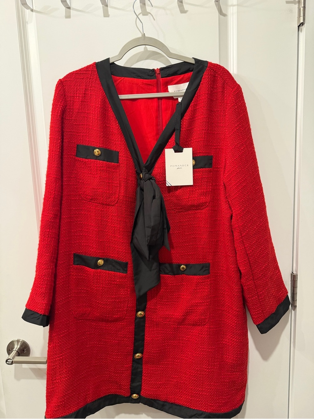 Tuckernuck Red Tweed Jacket with Black Trim